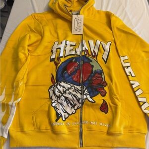 Yellow Graphic Zip-Up Hoodie